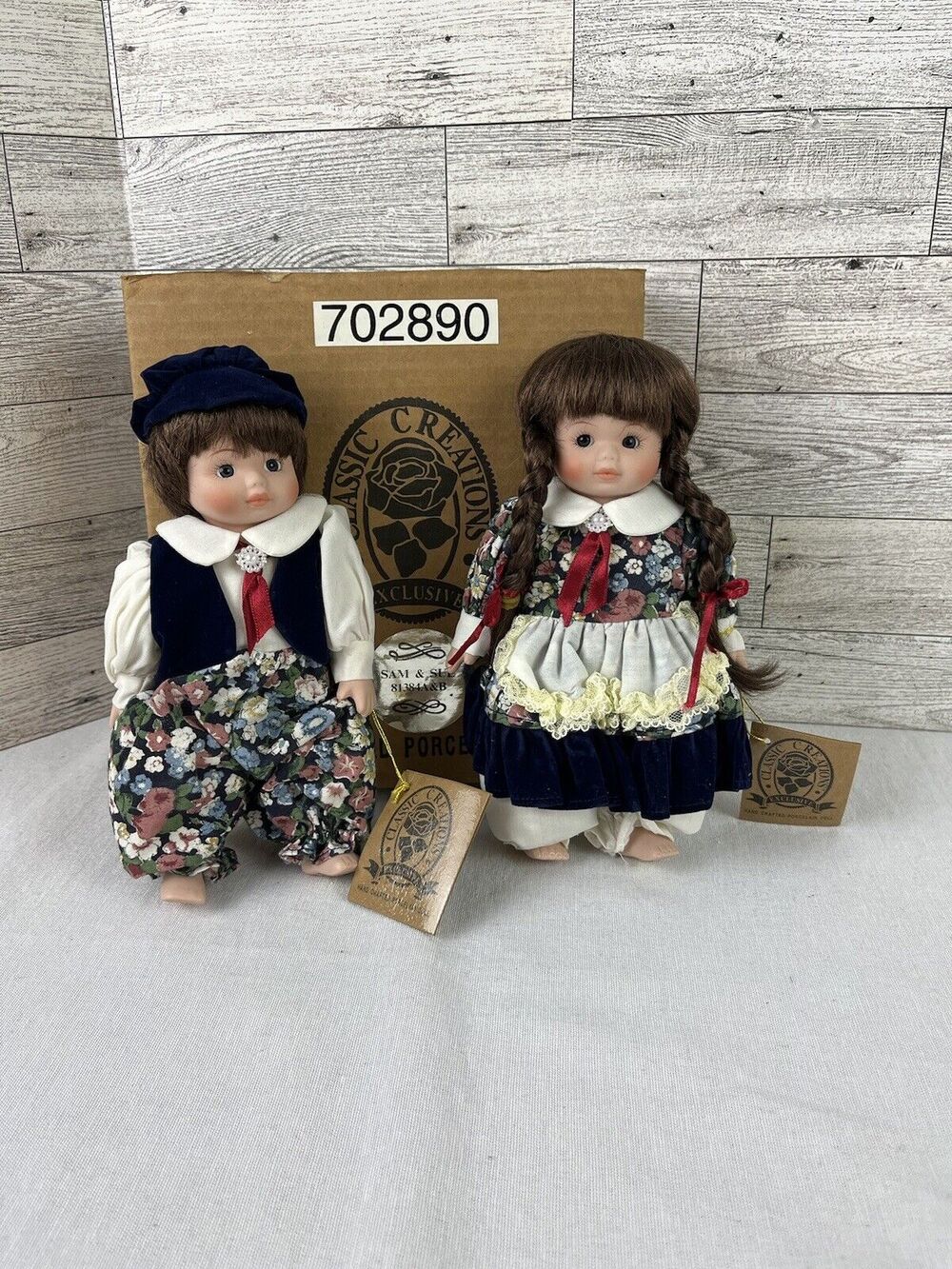 Vintage-Rare-Pair Of Two Classic Creations Sam Ad Sue Dolls Boy & Girl Twins?